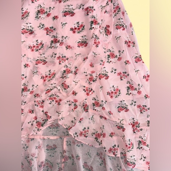 Allegra K Pink Floral Sleeveless Midi Dress XS | Smocked Waist - New With Tags - Picture 6 of 10